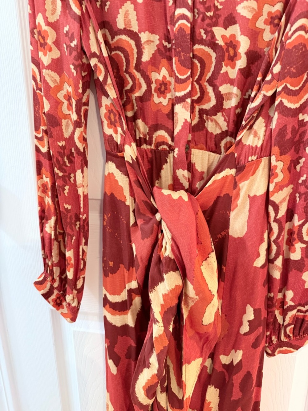 Anthropologie FARM Rio Long-Sleeve Tie-Waist Midi Dress - Picture 6 of 9
